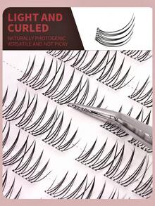 10 paia di ciglia finte senza colla, 60 ciuffetti, effetto 3D, design a singolo ciuffetto, arricciatura a forma di C, aspetto naturale, adatte per feste, ruoli, travestimenti da elfo, cosplay, per creare un effetto trucco con grandi occhi