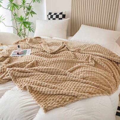 1件装柔软复古风人造毛皮毯 - 沙发和椅子的舒适之选，条纹图案，可机洗，涤纶混纺，四季皆宜，椅套/床罩 | 柔软毯子 | 涤纶混纺，兔子装饰