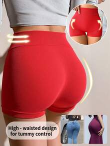 1件装女士无缝高腰红色三角裤，女士内衣，女士内裤，女士短裤，提臀塑形服 - 紅色 - 查看 8