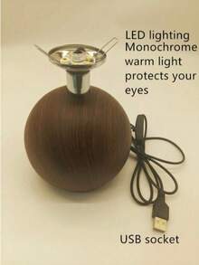 1pc Wooden Texture Pleated LED Desk Lamp, Nordic Modern Retro Style USB Powered, Warm Light Soft & Non-Glaring, Suitable For Bedroom, Dining Room, Office, Study Room Ambient Lighting