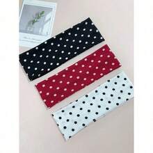 1pc/2pcs/3pcs Women Elegant Sweet Polka Dot Print Elastic Fabric Dot Sports Headband, Suitable For Daily, Fitness, Running, Yoga, Sweat-Absorbing Hair Band Headscarf, Fashion Hair Accessory, Bohemian Style Headband, Elegant Fall Winter Hair Accessories For Women Bows For Vacation Outfits Woman - 彩色 - 查看 3