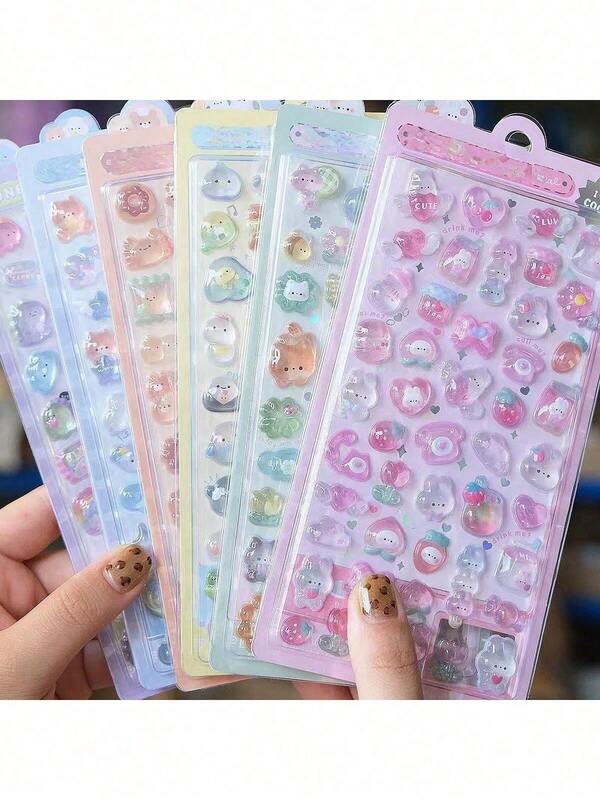 3D Cute Stickers Cartoon - Hot Dog Sushi Bubble Stickers Kawaii Mini Fluffy 3D Reusable Fluffy Scrapbook Planning Diary Notebook Computer Mobile Phone Case Decoration (Solid Products)