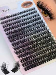 280pcs 70D Mix Cluster Eyelash, 0.07mm Thickness, D Curl, 8mm-16mm Mix Length, Natural Style Russian Flat Dense Fluffy Handmade Mink Eyelash Cluster For Halloween Theatrical Makeup, Festival Makeup, Christmas Makeup, Beginner Essential - D - 查看 9