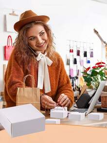 50 hộp giấy Kraft trắng, hộp quà mini bằng giấy Kraft, hộp giấy nhỏ, hộp đóng gói mini hình máy bay màu trắng, hộp đựng trang sức đa năng, thích hợp đựng nhẫn, bông tai, quà cưới, sinh nhật, ngày lễ, Giáng sinh, trưng bày trang sức, vật tư đóng gói, hộp quà tự làm cho tiệc tùng. - trắng - Xem 4