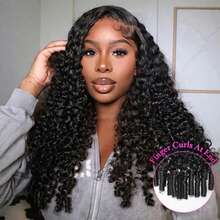 30 Inch 12A Burmese Curly Human Hair Wigs Brazilian Pixie Curls 200% Transparent Lace Frontal Wig For Women Burmese Curly Full Lace Wigs - Natural Black - Xem 2