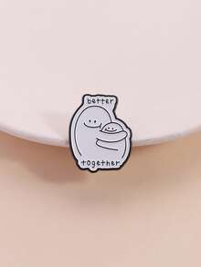 1pc Better Together Enamel Pin, Minimalist Cartoon Hugging Figure Brooch For Backpack, Lapel, Fashion Jewelry Suitable For Men And Women, Daily Wear, Gift For Friends