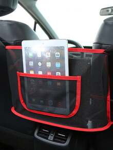 1pc Extra Large Canvas Car Storage Bag, Backseat Organizer Bag With Multiple Pockets And Mesh Compartments, Ideal For Storing Phones, Documents, Tablets, Magazines, Snacks, Kids Toys, Travel Essentials, Road Trips, Commuting, Business Travel - Multicolor - View 12