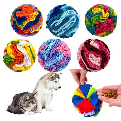 KM-P Pet Sniff Ball | Plush Fabric Sniff Toy | Dog Intelligence Training Stress Relief Toy | Treat Hiding Interactive Toy Ball | Machine Washable Reusable | & Soft, Won't Hurt Teeth | Essential For Dog Scent Training, Stress Relief