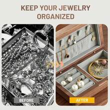 3 Piece Set Jewelry Organizer, Wooden Jewelry Box With Mirror And Comb For Rings, Earrings, Necklaces Or Birthday Gifts For Women - 預設 - 查看 6