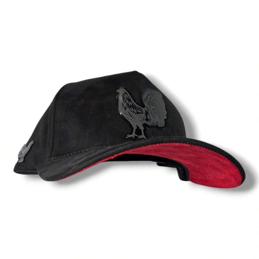 Gorra Gallo Placa Piggold Semicurva Hombre Nissi Premium Casual Bohemio Fiesta Encantador Calle Algodón Bordado anti-UV gorra otoño - negro con negro rojo gamuza - Ver 1