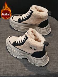 1 Pair High Quality Women's Winter Lace-Up Multifunctional Fashion Casual High-Top Warm Fleece Snow Boots, Thick Sole Boots For Outdoor Sports Casual Everyday Wear