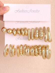 6-18 件，优雅，高端耳环套装，自然风格，时尚配饰