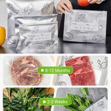 (30PCS, 3 Size) 2025 New Resealable Vacuum Zipper Pouches For Food, Stand Up Foil Sealable Bags With Label And Zip Lock For Vegetable Fruit Meat, Home Decor, Party & Christmas Storage