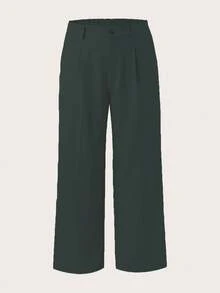 Plus Size High Waist Solid Color Zipper Pocket Draping Straight Leg Casual Pants - Grey - View 2