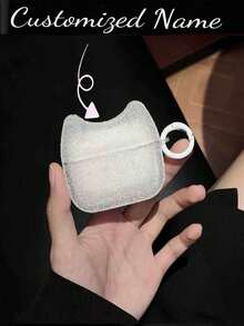 1pc Customized Name & Letter Heart Design Pink Pro2 Anti-Slip Earphone Protective Case, With Rhinestones, Compatible With Ai 1/2/3/Pro