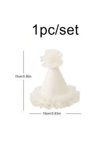 1 套/1 件米色蕾丝和毛毡生日派对帽、摄影道具、圣诞节 - 米色 - 查看 4