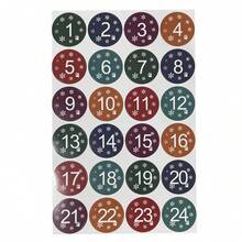 24 pezzi Adesivi numerici natalizi, 12 stili di colori, adesivi numerici per calendario dell'avvento natalizio, conto alla rovescia 1-24 giorni, accessori fai-da-te per calendario dell'avvento e sigilli per regali, forniture per ufficio e scuola per il conto alla rovescia di Natale, adesivi per sigillare regali, forniture per scrapbooking