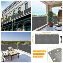 Cubierta de visualizacin de privacidad para balcn, visualizacin de privacidad de 3x 16.4 pies, visualizacin de privacidad para terraza, cubierta de parasol resistente a los rayos para porche - Gris - Ver 1