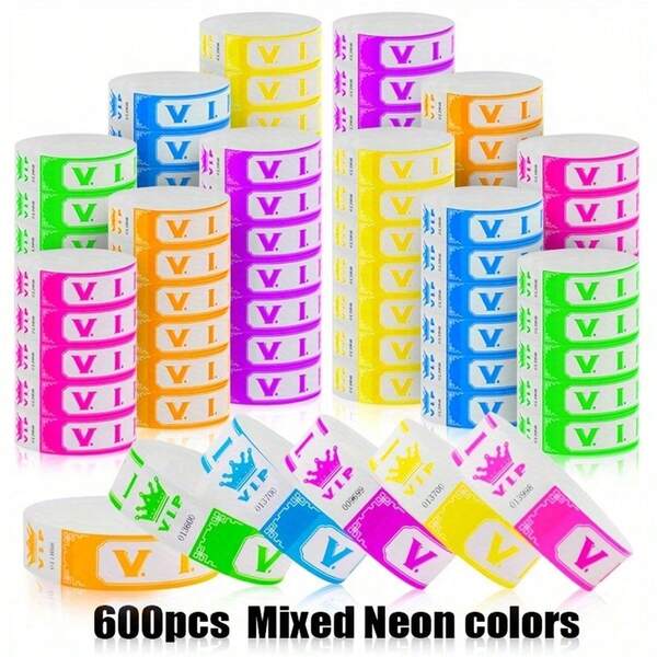 Disposable Tyvek Wristbands - Waterproof & Tear-Resistant Neon Colors For Events, Parties, Festivals - 100/600pcs Bulk Pack