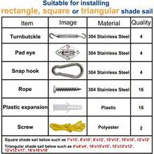 Kit de herramientas de vela de sombra, kit de herramientas de acero inoxidable para instalacin de toldo rectangular triangular cuadrado para patio y csped - Juego de 2 rectángulos (A) 6M - Ver 8