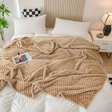 Valentine's Day Decor Gift 1pc Blanket Comfortable Vintage Style Blanket - Plush, Warm Choice For Sofa And Chair, Striped Pattern, Machine Washable, Polyester Blend, Comfortable All Seasons, Chair/Bed Cover | Soft Blanket | Polyester Blend, Accessory Air Conditioning Blanket - Camel - View 8