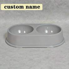 Customizable Plastic Pet Double Bowl, Cute Cat Dog Bowl, Non-Slip Cat Dog Food And Water Bowl, Personalized Name Customization, Suitable For Dogs And Cats, Easy To Clean, Perfect Pet Memorial Gift - Multicolor - View 7