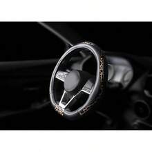 Road Comforts D-Type Steering Wheel Cover - Made With PVC Leather And Leopard Fabric - Universal Fit For 15-Inch D-Shaped Automotive Steering Wheels (Brown Color) - Black - View 2