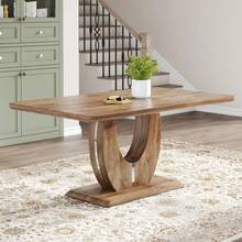 JUFU - Mesa de comedor moderna de 63 pulgadas para 6, mesa de cocina rectangular con patrón de madera oscura e para comedor, cocina - Grano de madera oscuro-63 - Ver 1