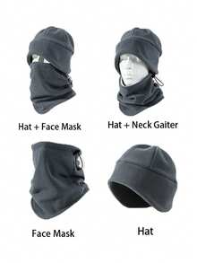 مجموعة قبعة وشاك أذن شتوية مريحة 2 قطعة/1 قطعة، قبعة رأس مكفوفة مصنوعة من الصوف مقاومة للرياح، مناسبة للتزلج والدراجات الخارجية والاستخدام اليومي