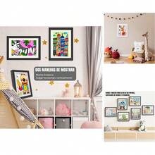 2pcs Marco Magnético de Arte para Niños - Blanco, Lacado, Montaje en Mesa, Colgable Horizontal o Verticalmente - 26x4x2. 51 - Blanco - Ver 1