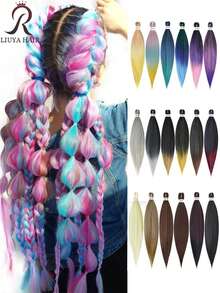 Estensioni per capelli all'ingrosso, trecce in fibra sintetica pre-stirata con effetto ombre yaki