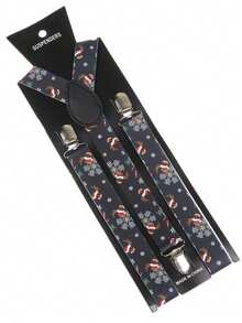 1 pieza Tirantes ajustables de estilo navideño para hombres, tirantes elásticos en Y de estilo unisex con broches de metal resistentes, tirantes de longitud extendida (60-95 cm/23.62-37.4") para dar un ambiente festivo navideño en casa