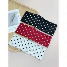 1pc/2pcs/3pcs Women Elegant Sweet Polka Dot Print Elastic Fabric Dot Sports Headband, Suitable For Daily, Fitness, Running, Yoga, Sweat-Absorbing Hair Band Headscarf, Fashion Hair Accessory, Bohemian Style Headband, Elegant Fall Winter Hair Accessories For Women Bows For Vacation Outfits Woman - 彩色 - 查看 1
