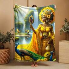 Oshun Velveteen Plush Blanket, Spiritual, Regla De Osha-Ifa, Orisha Inspired, Mother's Day, Orisha Inspired, - 1 - 查看 5