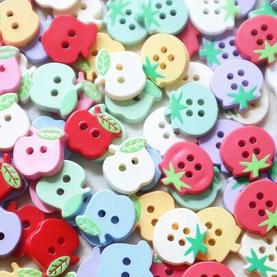 10/20/30 قطعة أزرار زخرفية ملونة على شكل تفاح طازج وطماطم، أزرار خياطة إبداعية للكنزات والقمصان وتي شيرت، إكسسوارات DIY