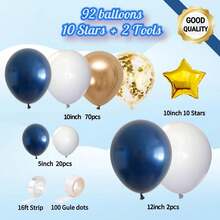 104pcs Navy Blue Balloon Garland Kit - Blue & White Balloons With Gold & Star Foil Balloons - Perfect For Blue Themed Parties & Celebrations For Boys, Girls, Kids, Babies, Baby Shower, Gender Reveal, Wedding, Birthday, Room, Party Decorations