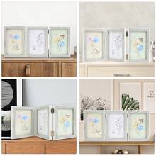 Portaretratos de 4x6 Pulgadas con 3 Aberturas y Bisagras - Marco para Fotos en Gris con Vidrio Real, Montaje en Mesa - Gris - Ver 7