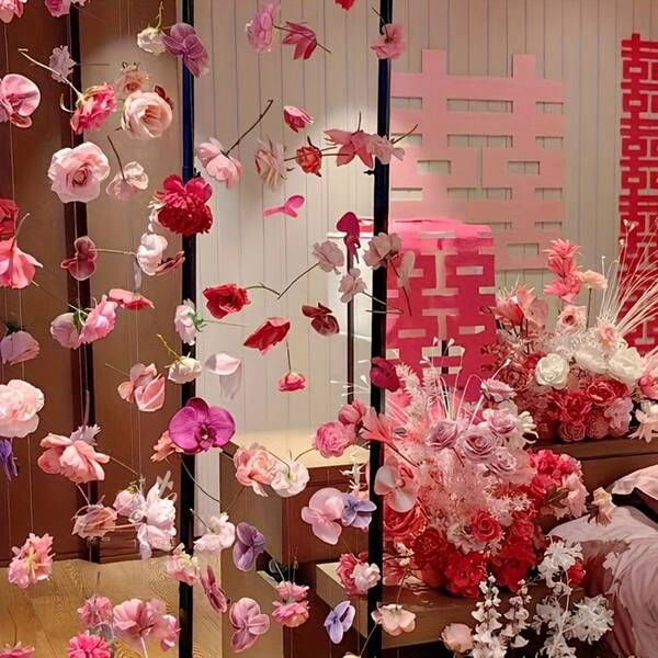 121pcs Floating Flower Decor Set, What You See Is What You Get, Includes 100 Artificial Bohemian Style Flowers, 10 Butterflies, 10 Adhesive Hooks, 1 Roll Of Fishing Line - Multiple Colors And Sizes, Ideal For DIY Floral Decorations, Suitable For All Seasons, Weddings, Birthdays, Home Decor, Floating Flowers, Waterfall Scenes, Bedroom Decor, Holiday Floral Decorations