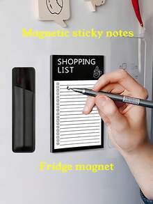 Magnetic Shopping List Notepad Fridge Magnet Memo Board, With Magnetic Pen Holder, Detachable Magnetic Notes, Minimalist Creative Line Magnetic Notepad For Shopping List And To-Do List (Pen Not Included)