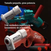 Pistola de Juguete Lanzadora de Espuma - 2 Proyectiles y 3 Rondas Blandas de Ventosa en Color Oro Rosa, Ideal para Mayores de 33 Años - Oro rosa - Ver 7