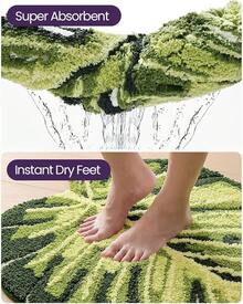 DEXI Leaf Bathroom Rugs Monstera, 23.5x31.5 Soft Fluffy Cute Bath Mat With Non Slip Backing, Washable Absorbent Bath Rug Quick Dry For Shower Floor, Toilet, Bedroom, Kids Room, Greenwater Absorbent Non Slip - Monstera Deliciosa - Xem 6