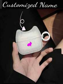 1pc Customized Name & Letter Heart Design Pink Pro2 Anti-Slip Earphone Protective Case, With Rhinestones, Compatible With Ai 1/2/3/Pro