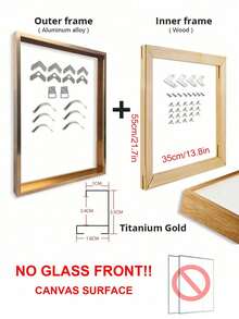 SURELIFE 1set Modern Gold Canvas Frame DIY Metal Oil Painting Frame Wall Frame Photo Frames Canvas Print Wall Art Frames Wall Posters Frame (Not With Galss)