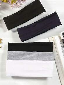 3 Packs Women's Solid Color Elastic Sports Headband, Comfortable Elastic Headband, Suitable For Sports, Yoga, Face Washing, Makeup, Eye Mask Wearing, Outdoor Activities, Parties And Other Occasions. It Is A Must-Have Hair Accessory For Women's Vacations In Autumn And Winter. The Soft Headscarf Material Is Thin And Not Suitable For Those Who Mind - Multicolor - View 3