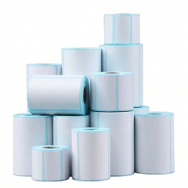 Etiquetas de envío autoadhesivas - Etiquetas de dirección con código de barras de color azul y blanco, papel resistente para uso comercial y doméstico, diseño fácil de pelar y pegar, etiquetas de envío para paquetes, etiquetado comercial, diseño de etiqueta moderno, cinta fácil de pelar