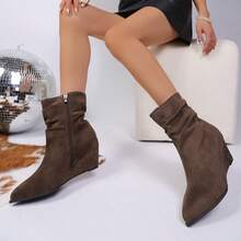 Giày bốt cao gót kiểu mule cổ điển Thu/Đông 2025 thời trang mới, thoải mái, có khóa kéo bên hông, giúp tôn dáng và làm thon gọn đôi chân của nữ, giày bốt thời trang thường ngày, đa năng, không gây mỏi chân. - Cà phê nâu - Xem 14