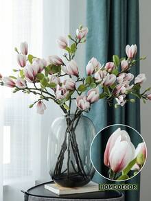 1pc/2pcs/4pcs Artificial Magnolia Bud Decor, Plastic Fake Flower Bouquet For Indoor/Outdoor Home Decor, Living Room, Bedroom, Cabinet, Backyard, Office, Restaurant, Hotel, And Various Party & Anniversary Scenes. For Better Effect, We Recommend Purchasing Multiple Pieces To Create A Nice Arrangement. - Magnolia Buds-pink - View 8
