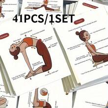 41pcs Yoga Pose Cards, Beginner's Guide For Men & Women - Fitness & Stretching Instructions, With Basic Practice Set. Perfect Gift For Newbies Or Instructors, Practice Flash Cards, Yoga Pose Illustrated Cards, Pilates Exercise Diagrams - Multicolor - View 4