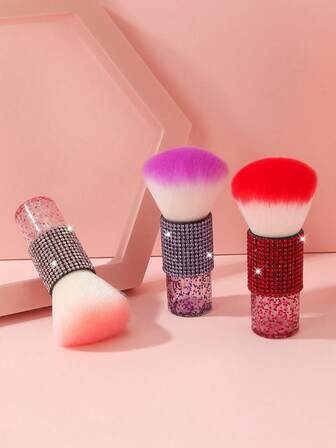 奢华镶钻指甲除尘刷，闪光手柄和镶钻手柄美甲清洁工具，用于抛光和除粉，美甲/修脚沙龙或家庭美甲，清洁刷，精美盒装