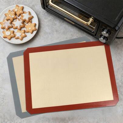 1/2 pezzi Tappetino da forno in silicone - Riutilizzabile, Facile da usare, Anti-aderente, Resistente al calore - Fodera da forno in silicone da 42cm x 29,5cm per biscotti, macarons, pane, dolci, utensili da forno, accessori da cucina